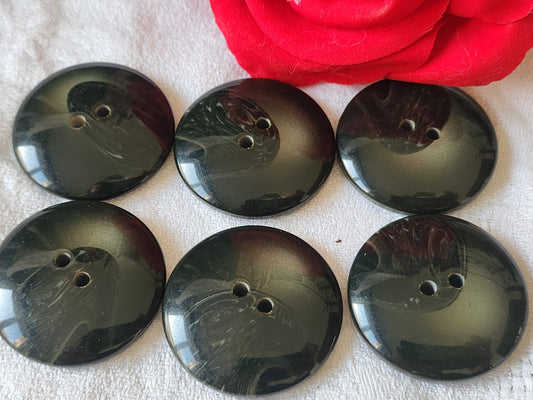 Lot 6 enormes  boutons vintage vert camaieu veste 3,4 cm ref 0054