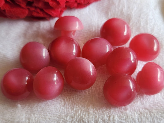 Lot 12 boutons vintage  rose bombé à pied petit layette 1,1 cm ref 4699