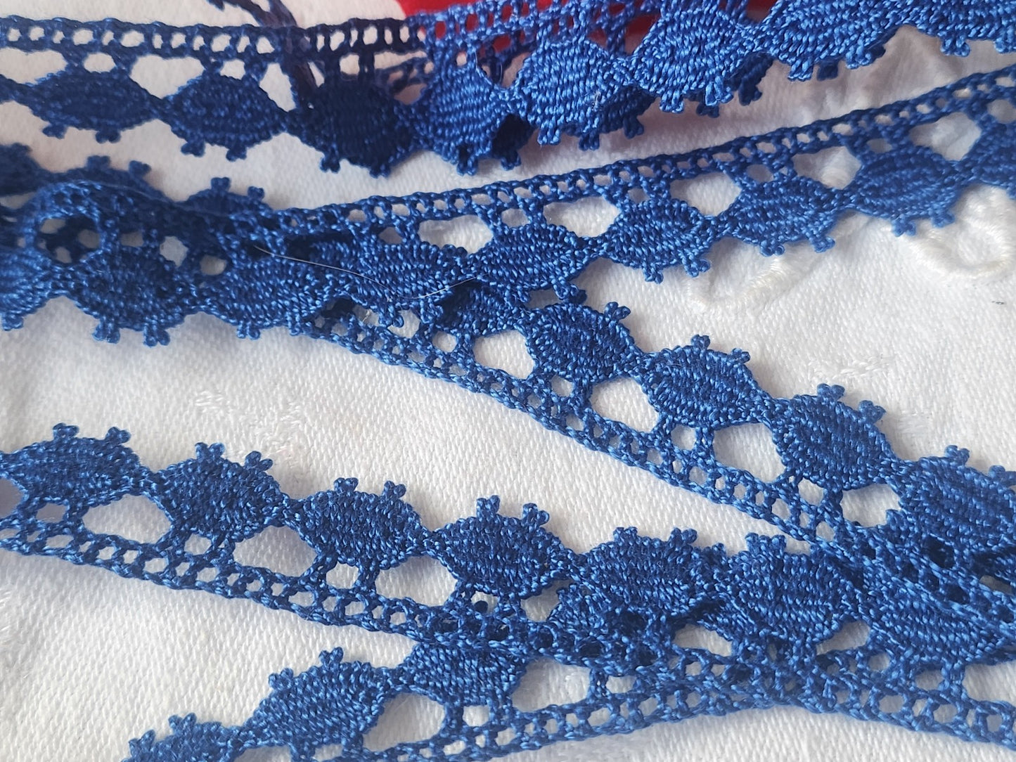 Dentelle vintage bleu DMC    coton large 3 m sur 1,5 cm A2