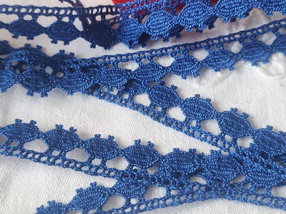 Dentelle vintage bleu DMC    coton large 3 m sur 1,5 cm A2