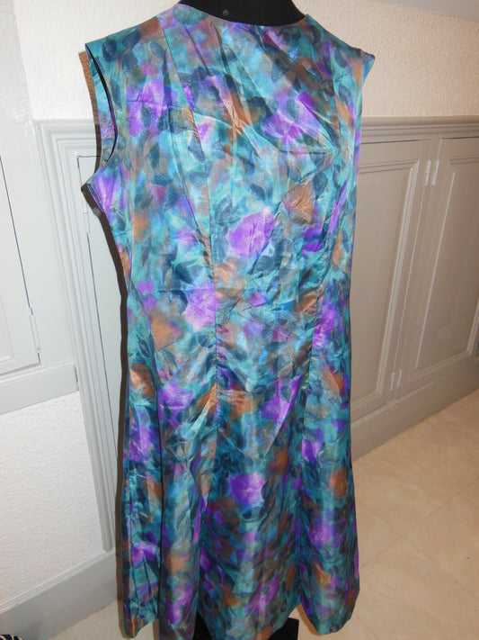 Pur vintage ancienne robe sans doublure vert violet T44/46 ? ref PORT