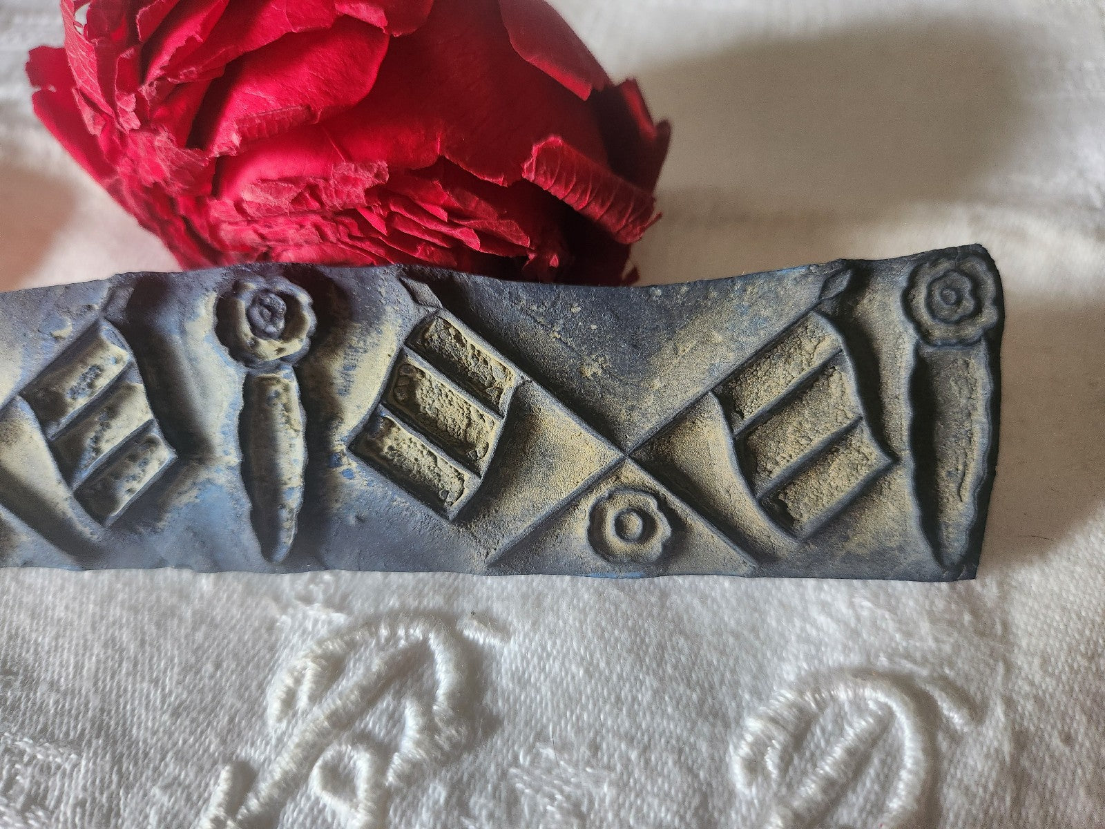 Tampon ancien sans support frise broderie collection 14 juillet n°25-2