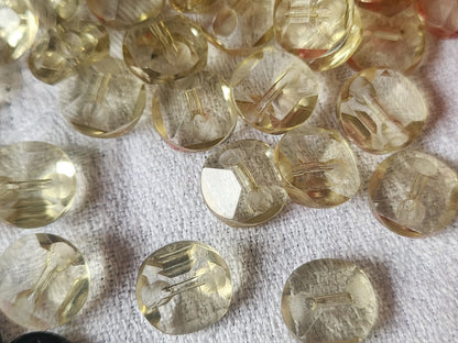 Lot 15 boutons vintage effet strass jaune acrylique  1,3 cm ref 5473