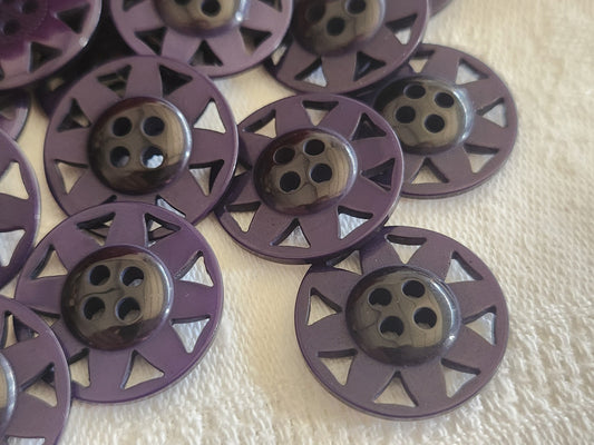 Lot 12 boutons bicolore ajouré violet  deux tons diamètre 2 cm ref 890