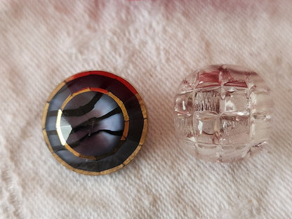 Duo boutons anciens en verre vintage violet  1,6 et 1,7 cm  G12L