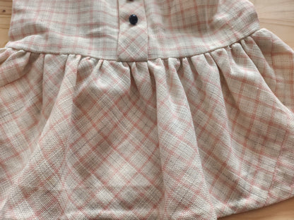 Petite robe ancienne enfant poupée vintage blanc rose épaisse B8