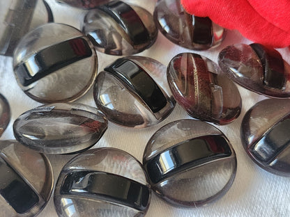 Lot 6  boutons vintage noir transparent à pied 2,2 cm ref 2778