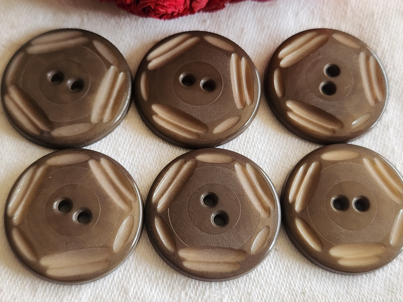 Lot 6 gros boutons anciens en corozo collection diamètre 2,7 cm ref 1225