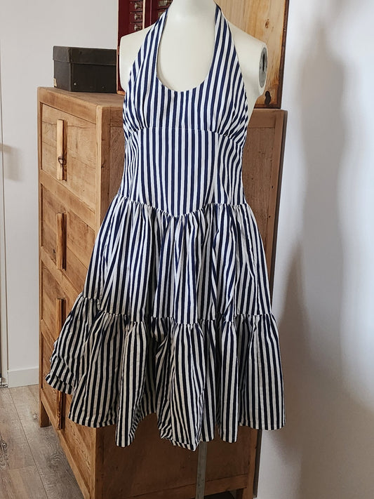 Pur vintage robe vintage cacharel dos nu taille 36/38 blanc bleu ref portant