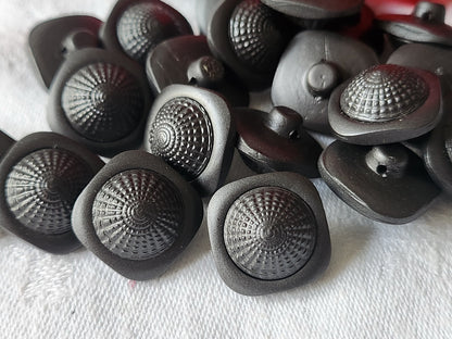 Lot 10 boutons vintage gris dome texturé pied 1,7 cm ref 3149