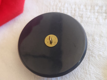 Collection gros bouton coeur cuir bleu monture resine 3,7 cm ref 2858
