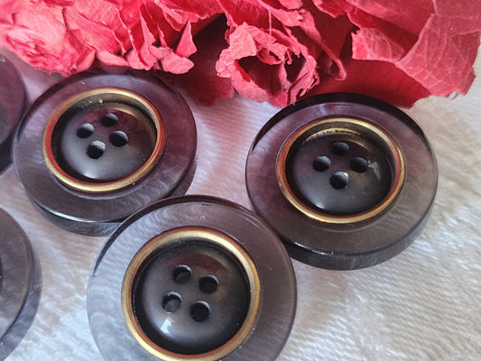 Lot 5 boutons vintage gris transparent épais pied 2,3 cm ref 522