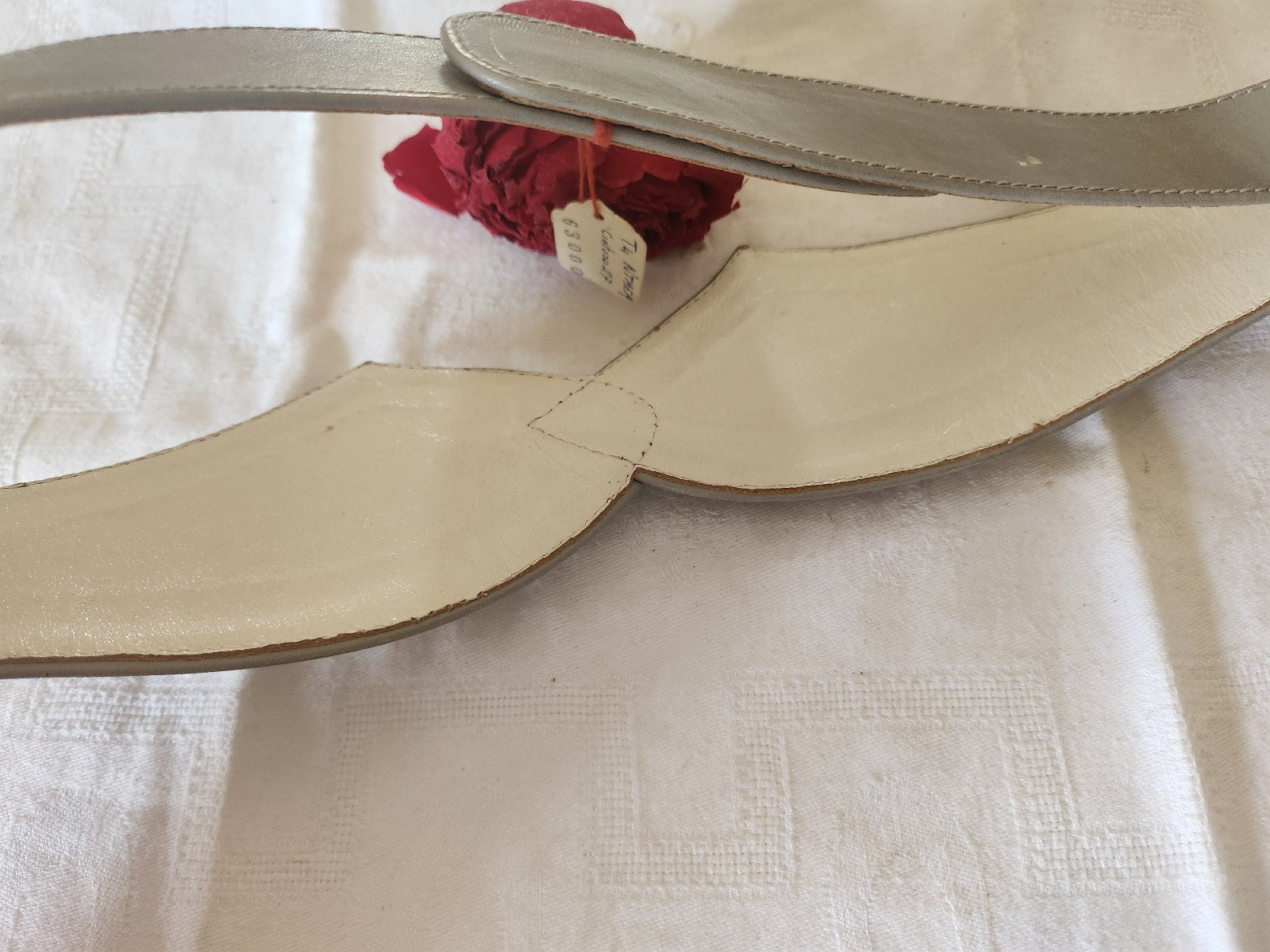 Ceinture ancienne vintage grise large  69 cm à 70 cm A4