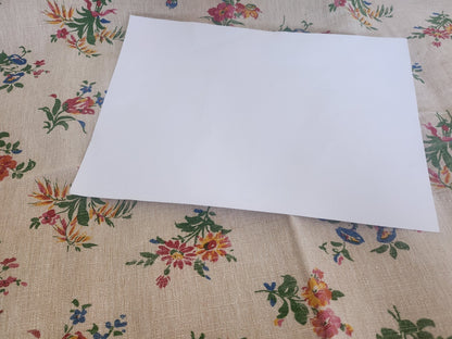 Ancien coupon de tissu lin fleur imprimé 59 cm sur 74 cm B5