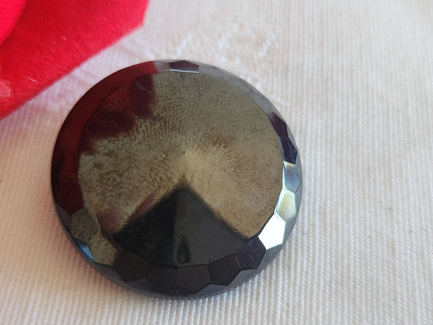 Gros bouton ancien en verre facette anthracite vintage 2,6 cm ou 26 mm G4H
