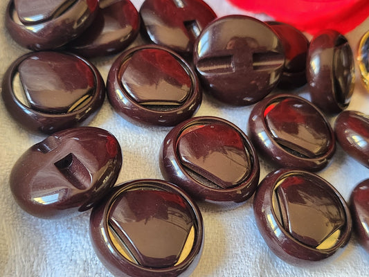 Lot 6 boutons vintage marron doré à pied volume 2,3 cm ref 6110