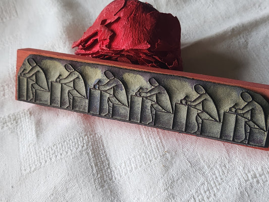 Tampon ancien frise idéale broderie ecriture pupitre   collection 16  cm  n°53