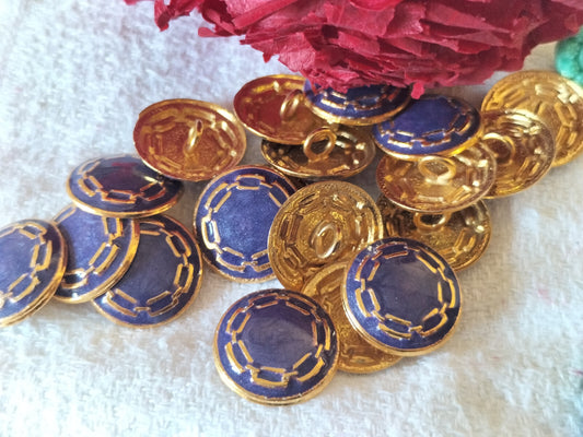 Lot 6 petits boutons en métal violet doré leger pied 1,5 cm ref 2465