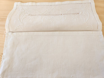 Ancien porte serviette  fait main dentelle broderie  pochette 11 cm sur 25 cm B8