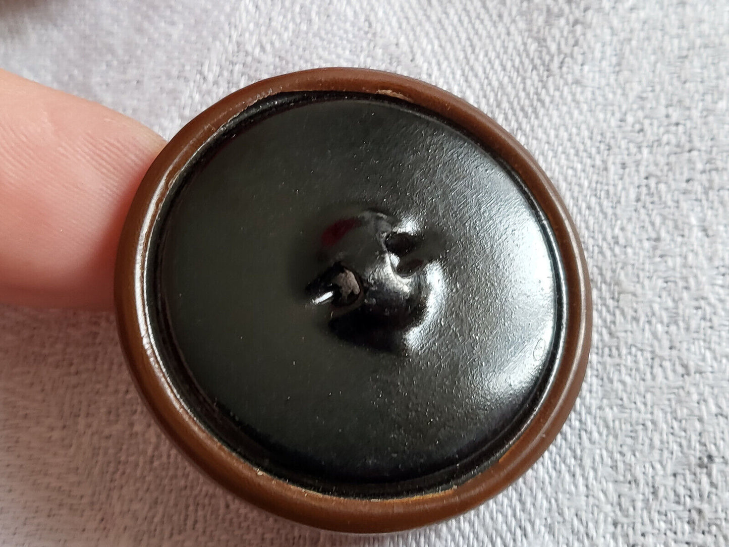 Gros bouton ancien en celluloïd marron dégradé etat superbe pied 3,8 cm D17F