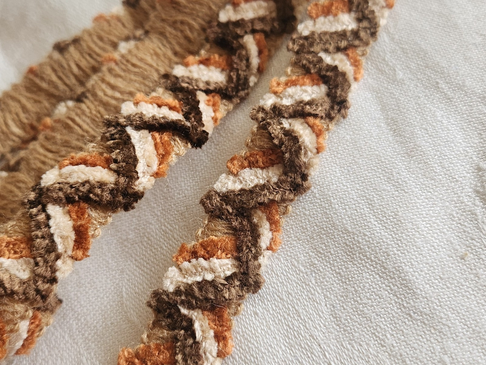 Galon  chenille tons ocre marron 2 m 20 sur 1,5 cm A5