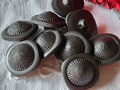 Lot 6 boutons vintage gris dole texturé pied 2 cm ref 3100