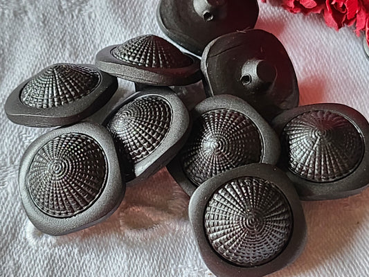 Lot 6 boutons vintage gris dole texturé pied 2 cm ref 3100