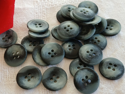 Lot 24 boutons vintage bleu mat effet corne 1,8 cm 18 mm ref 6470