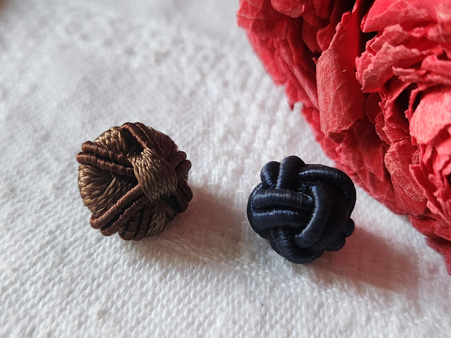 Duo mini boutons ancien   passementerie 1,1 cm G3D