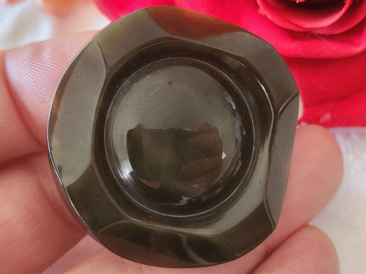 Énorme bouton ancien art déco marron ombragé épais laiton 4,3 cm ref 3846