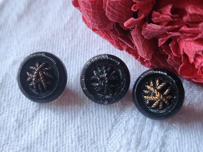 Trio jolis boutons anciens en verre panaché 1,3 cm D8D
