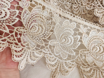 Très large  dentelle vintage  style macramé 3 mètres  18,5 cm A5