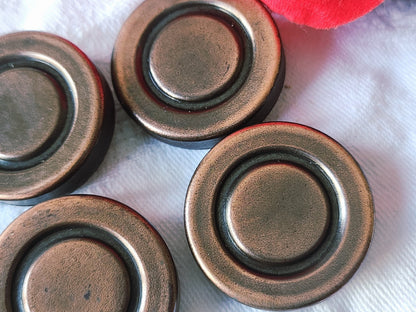 Lot 6 boutons vintage énorme métal cuivré 3 cm volume ref 3925