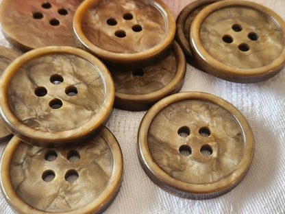 Lot 8 enormes XXL boutons anciens  marron moucheté  3,5 cm ref 3960
