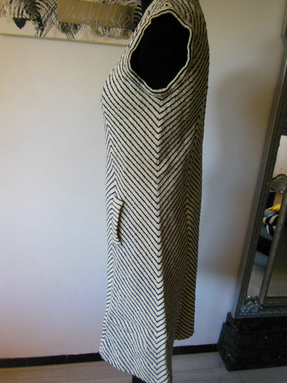 Pur vintage robe ancienne tricosa style marinière épaisse superbe écru 38 ?B5