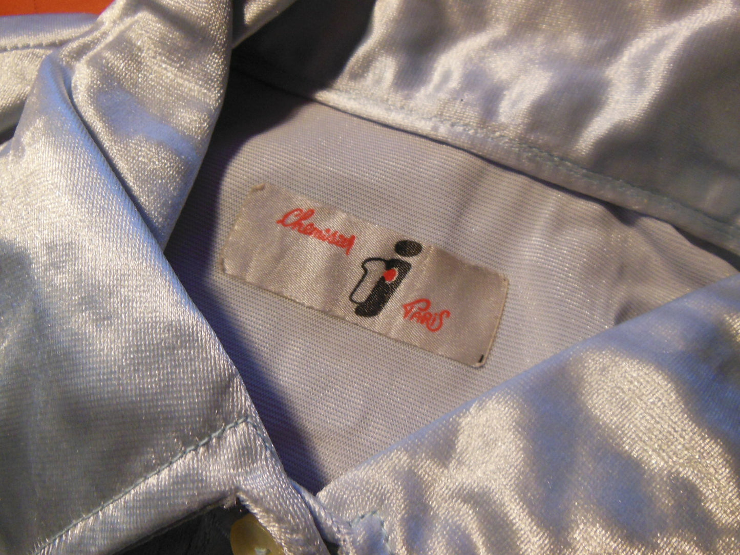 Pur vintage ancienne chemise argenté lumineuse grise blouse jolie T 36/38  B1