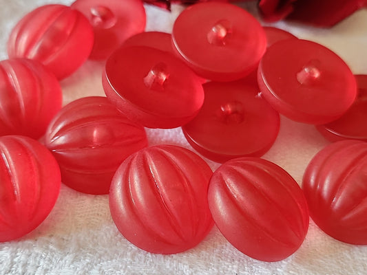 Lot 6 gros boutons vintage rouge mat bombé pied 2,3 cm ref 3153