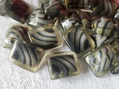 Lot 12 boutons vintage gris  inclusion paillette 1,2  sur 1,4 cm ref 350
