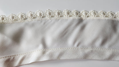 Ancien  col dentelle guipure satiné creme  B1-28