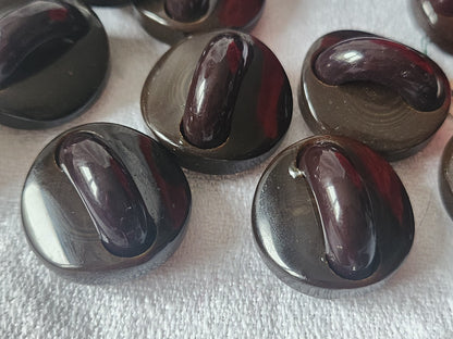 Lot  6 superbes boutons vintage marron à anse pied 2,2 cm ref 3045 originaux