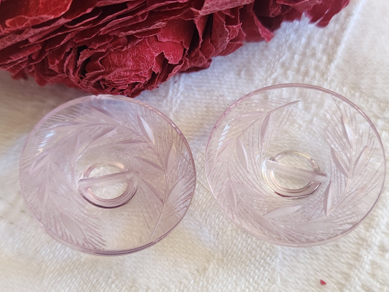 Duo bouton ancien lucite plexis épis de blé à pied  2,6 cm G3D