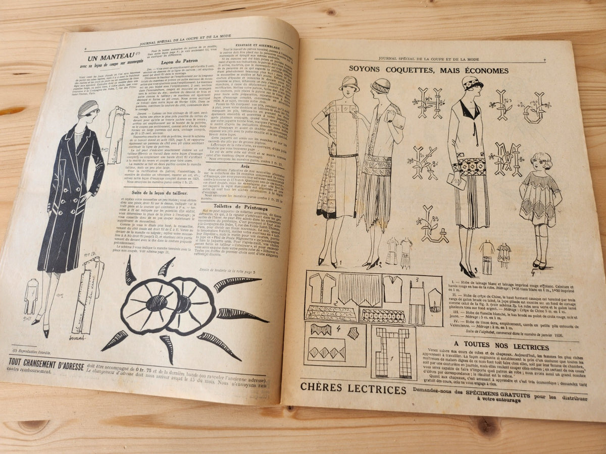 Journal de l'institut de coupe de paris année folle mode Mai 1926 patron