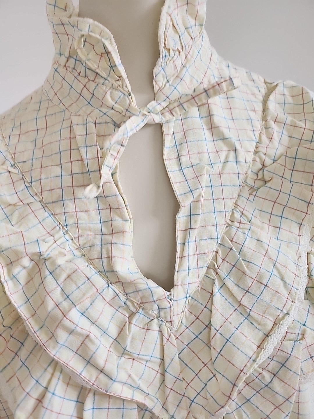 Pur vintage ancienne blouse haut manche jaune carreaux 42/44?   ref portant