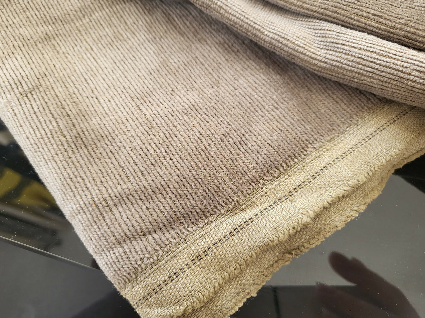Grand coupon  tissu vintage velours fine trame marron 2 mètres 30 sur 1 m 45 B3