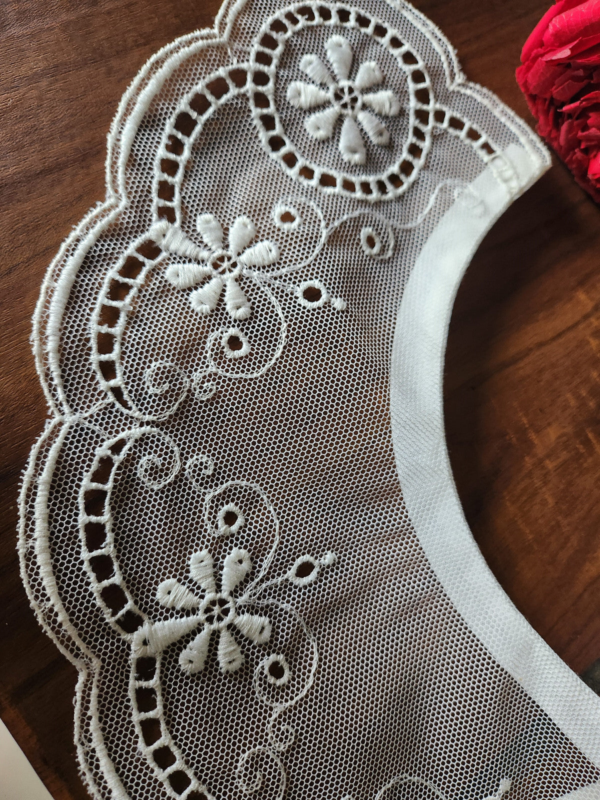 Ancien  col en  dentelle style tulle superbe blanc vintage  B1-58