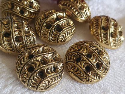 Lot 8 gros boutons vintage acrylique doré à strasser tel q pied 2,3 cm ref 4921