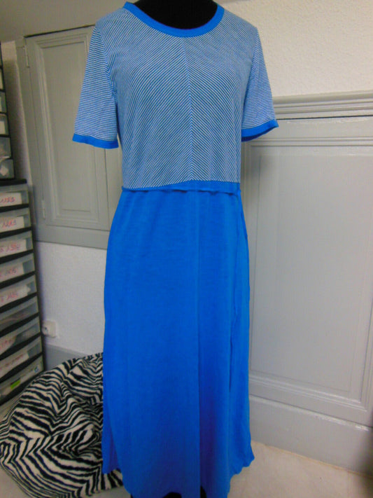 Pur vintage robe  ancienne bleu rayure taille 38/40? B7