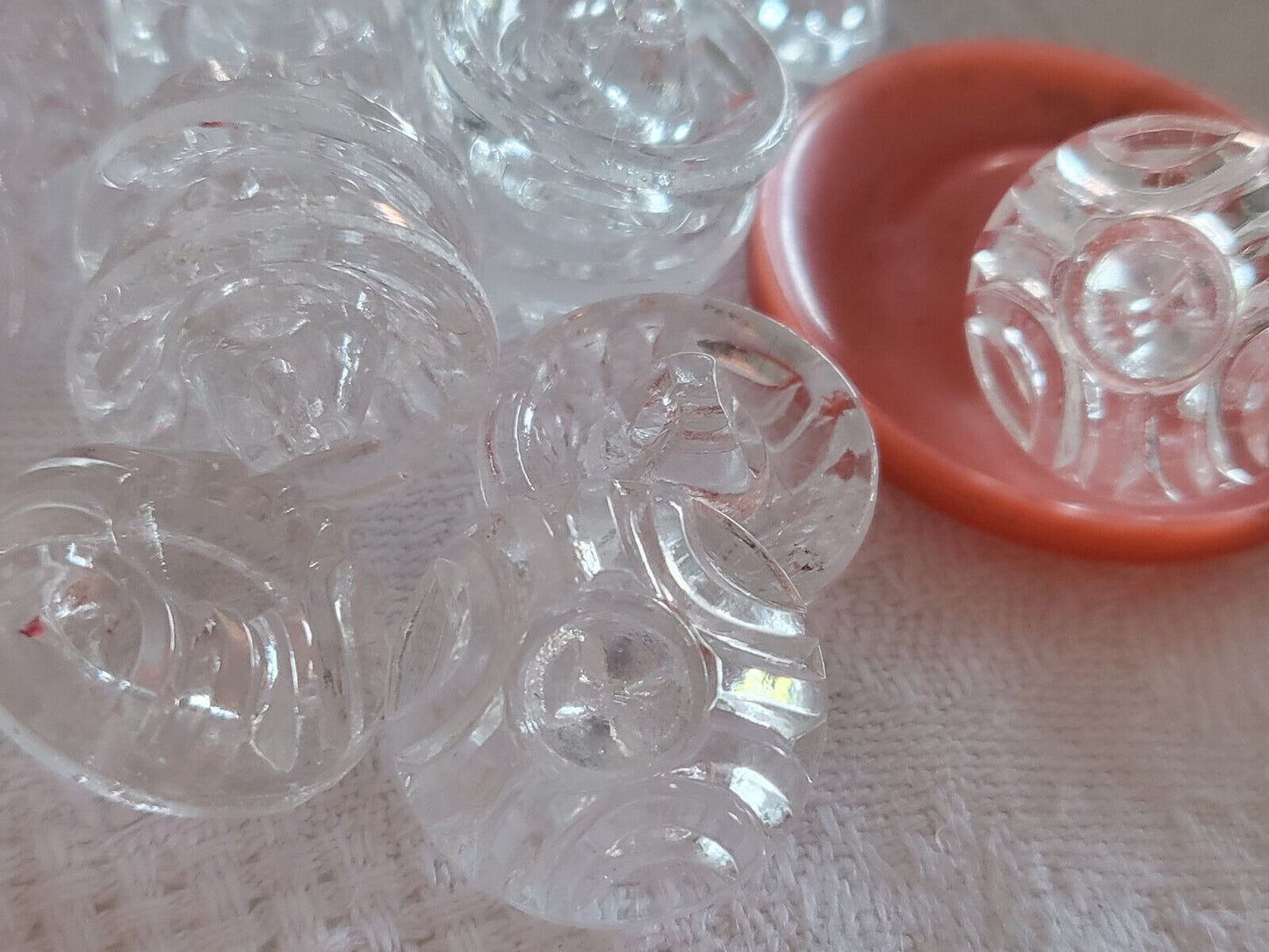 Lot 6 anciens boutons en verre  à strasser perler ou tel que 1,8 cm  ref 3375