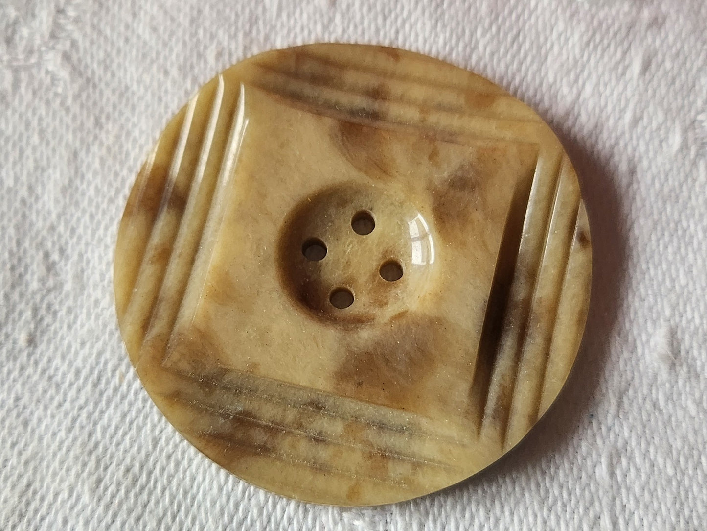 Gros bouton ancien galalithe jaspé collection art deco 3,6 cm G13S