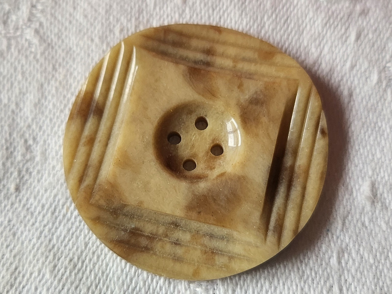 Gros bouton ancien galalithe jaspé collection art deco 3,6 cm G13S